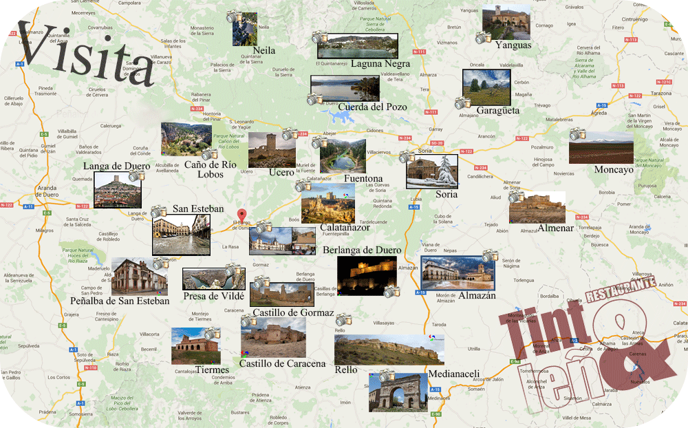 mapa de Soria con lugares de turismo que tienen encanto, fotos de Alvaro Rodriguez, Fotosoriadigital